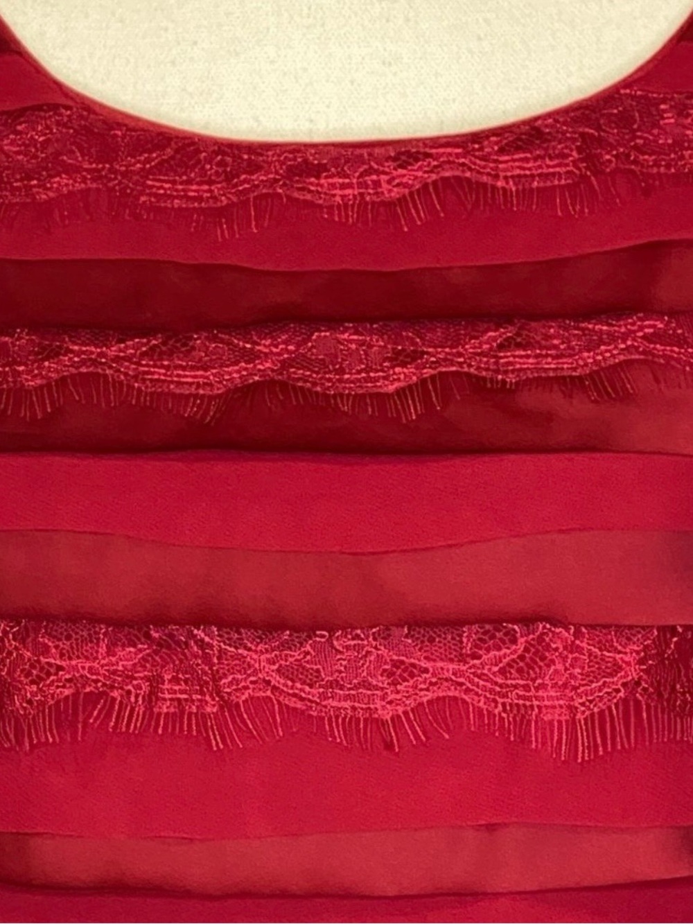 White House Black Market Burgundy Sleeveless Layered Peplum Top with Black Tie - Picture 6 of 7